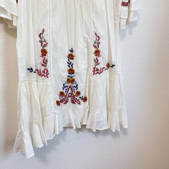 Free People Pavlo embroidered Ivory Babydoll Tunic Dress SZ - Picture 3 of 9